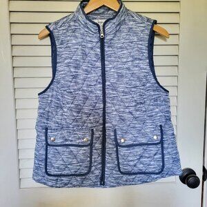 Croft & Barrow Women's Quilted Vest Petite Large Blue Grey White
